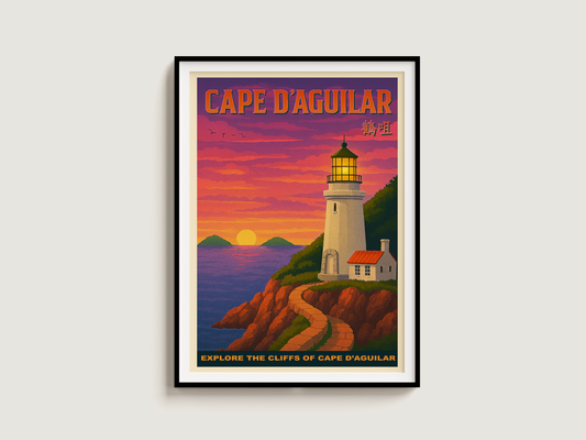 Cape D'Aguilar Hong Kong — Vintage-Style Hike Art Print