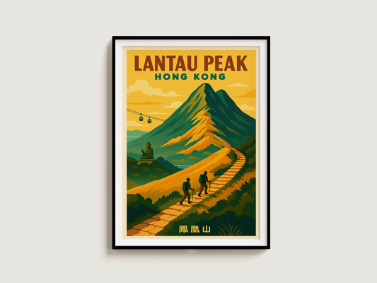 Lantau Peak Hong Kong — Vintage-Style Hike Art Print