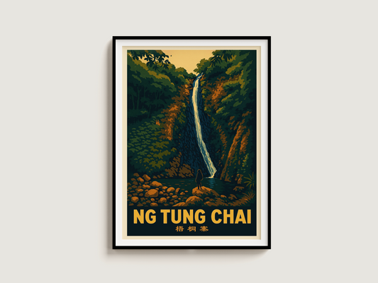 Ng Tung Chai Waterfalls Hong Kong — Vintage-Style Hike Art Print