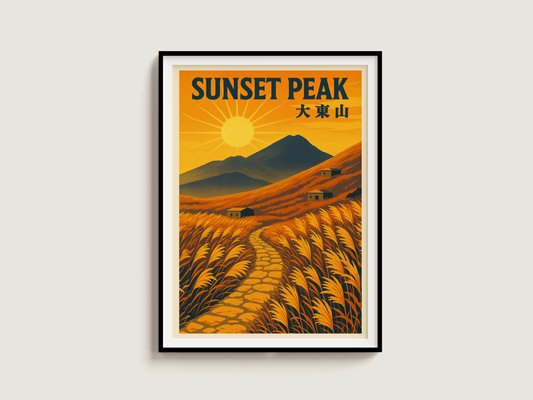 Sunset Peak Hong Kong — Vintage-Style Hike Art Print