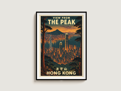 The Peak Hong Kong  — Vintage-Style Hike Art Print