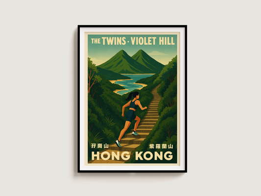 The Twins/ Violet Hill Hong Kong  — Vintage-Style Hike Art Print